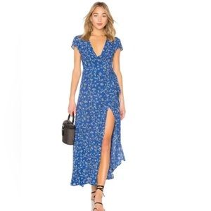 Revolve Amuse Society Blue Wrap Maxi Dress